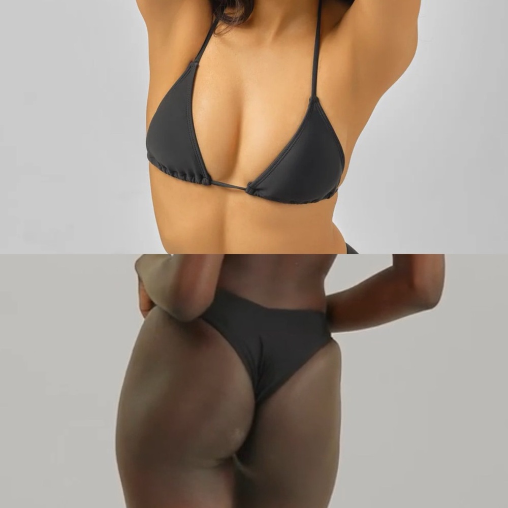 NWT Blackbough triangle bikini set black